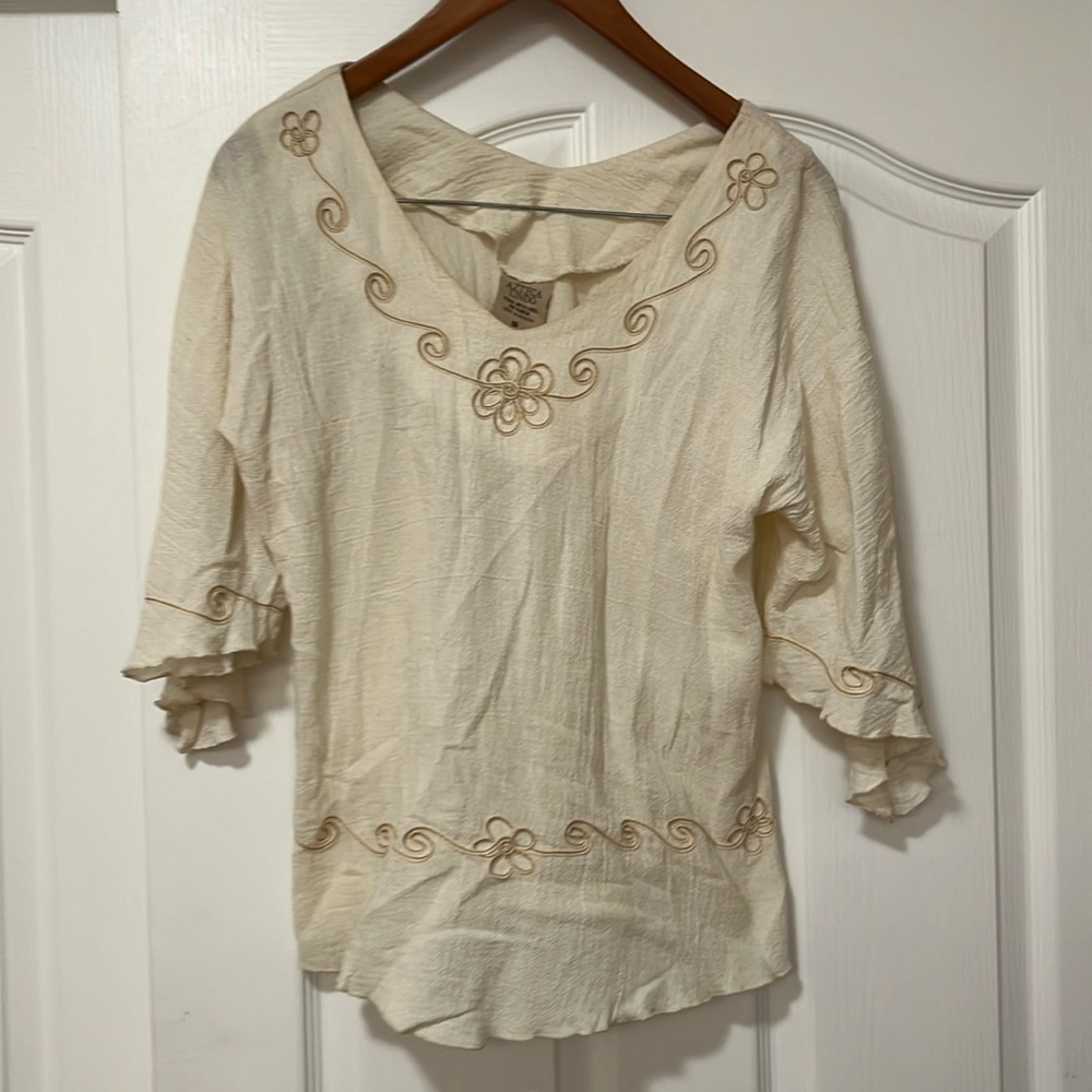 Azteca Lindo Top - Blouse- Cream - Small